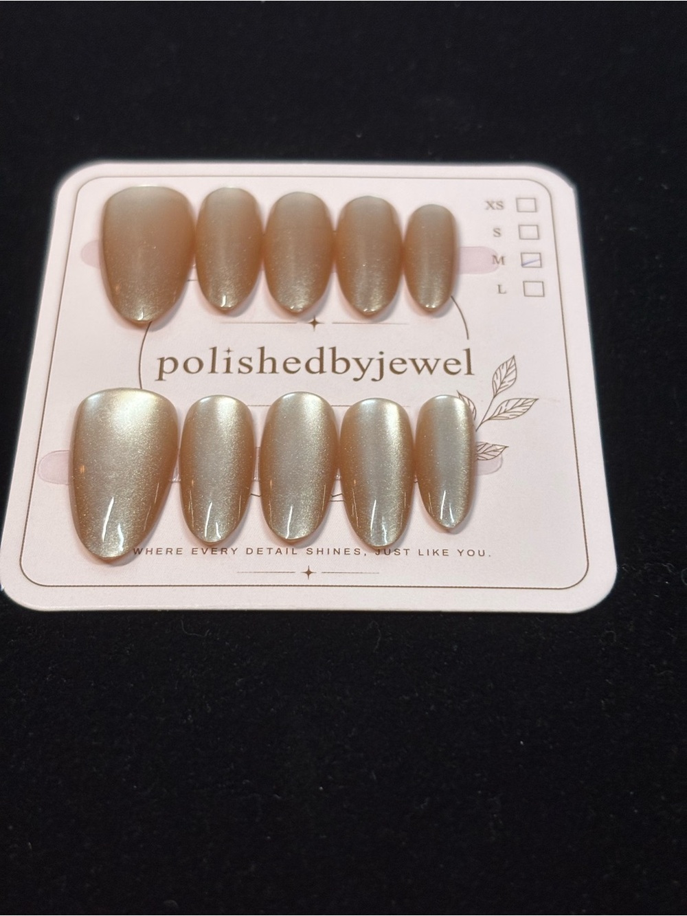 Polished by Jewel Shimmery Pearl Nude Press-On Nails - Champagne Beige